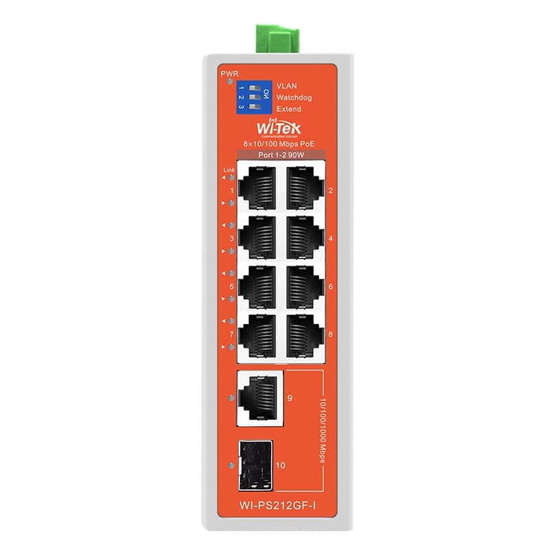 Wi-Tek WI-PS212GF-I V2 průmyslový PoE switch, 8x PoE