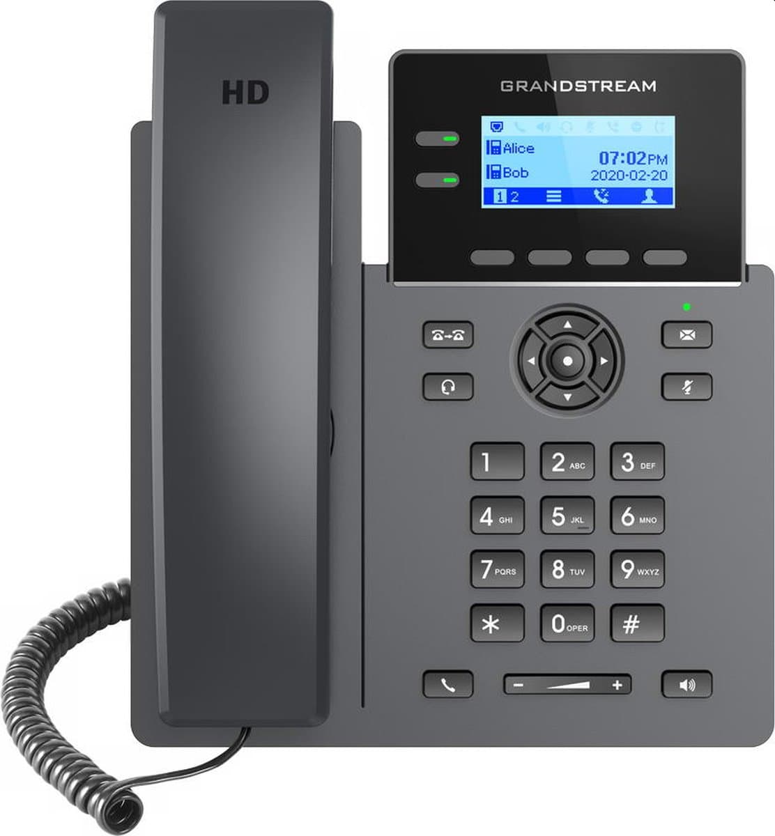 Grandstream GRP2602P SIP telefon, 2,21" LCD displej, 4x SIP účet, 2x100Mbit a PoE