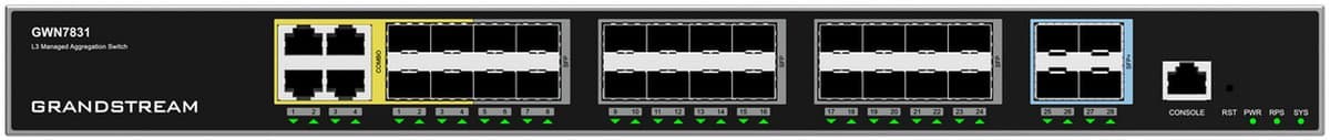 Grandstream GWN7831 Layer 3 Managed Network Switch 24 SFP / 4 SFP+ / 4 kombo GbE porty