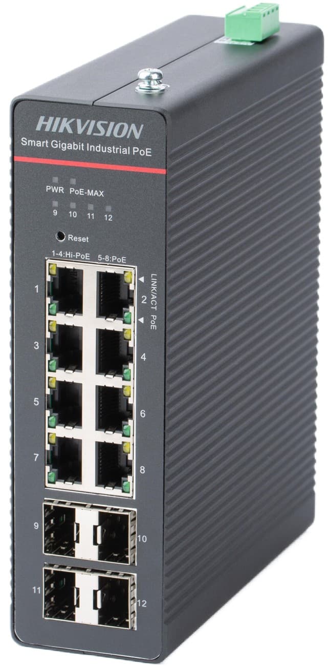Hikvision DS-3T1512HP-SI-8P4FKIT(75W) - průmyslový PoE switch, 8x GPOE, 75W