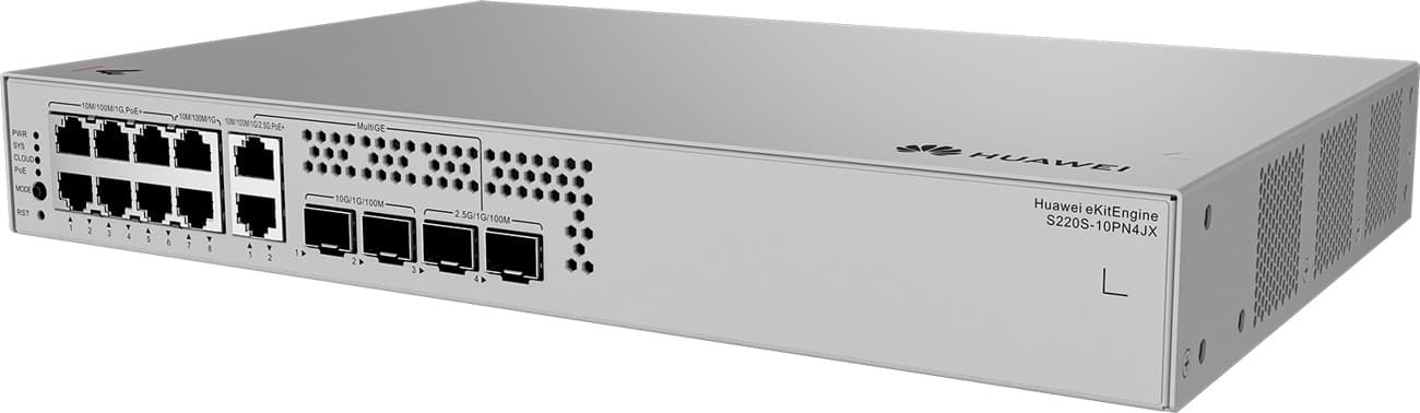 Huawei S220S-10PN4JX Gigabitový PoE Switch, 2x 2.5G POE, 2x 2.5G SFP, 2x SFP+