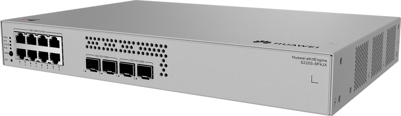 Huawei S220S-8P4JX Gigabitový PoE switch, 2x 2.5G SFP, 2x SFP+