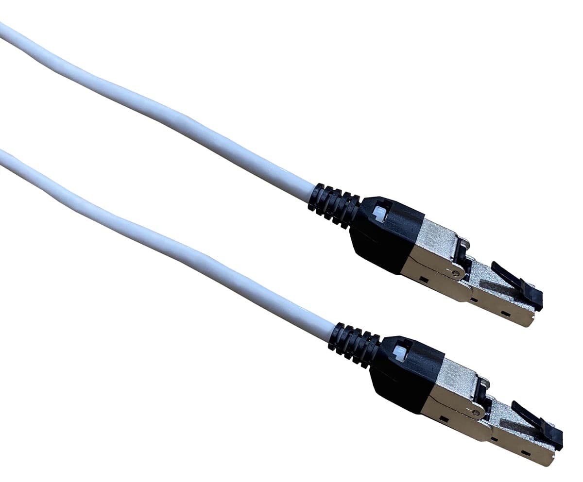 Masterlan comfort patch kabel SSTP, Cat 6A, 0,25m, šedý, otočný konektor RJ45 180°