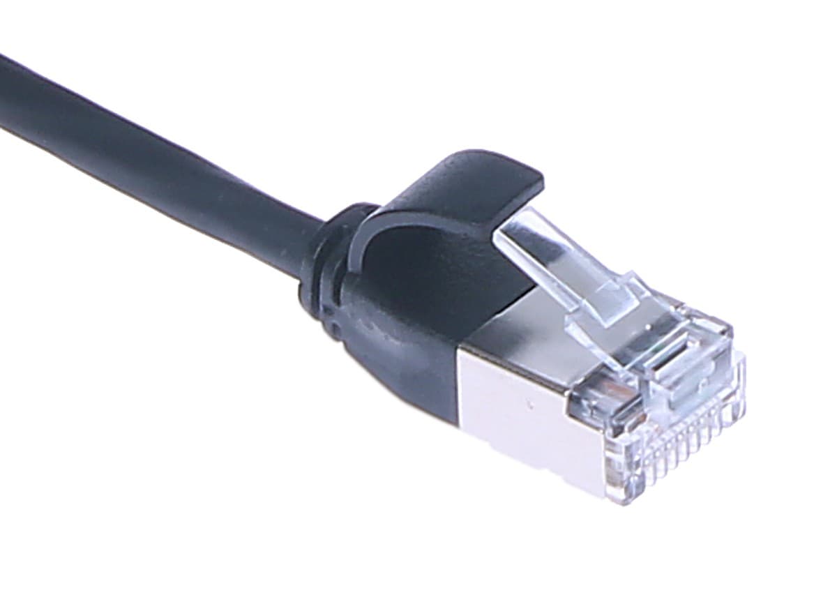 Masterlan comfort patch kabel U/FTP, extra slim, Cat6A, 0,25m, černý, LSZH