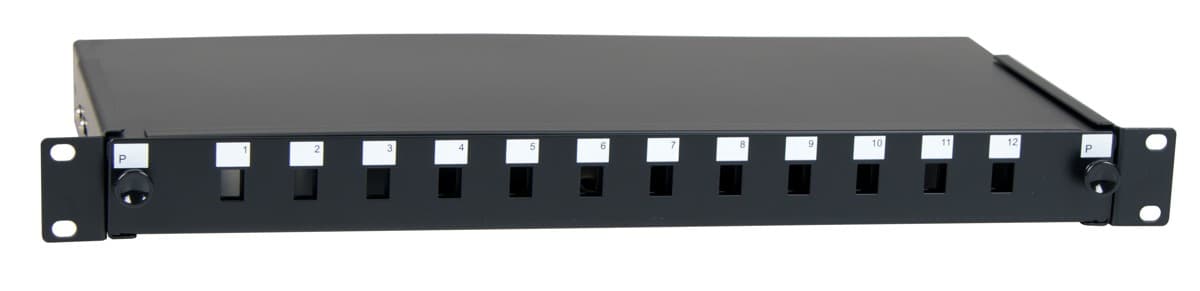 Masterlan optická vana 12x SC Simplex, patch panel vč. kazety, 1U, 19", černá