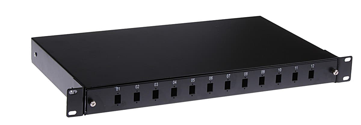 Masterlan optická vana 12x SC Simplex, patch panel vč. kazety, 1U, 19", černá