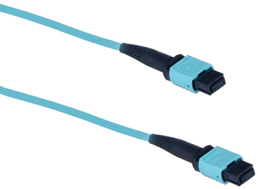 Masterlan optický MPO patch cord, MPOupc/MPOupc, female, MM, OM3, 12 vláken, Typ B, 1m