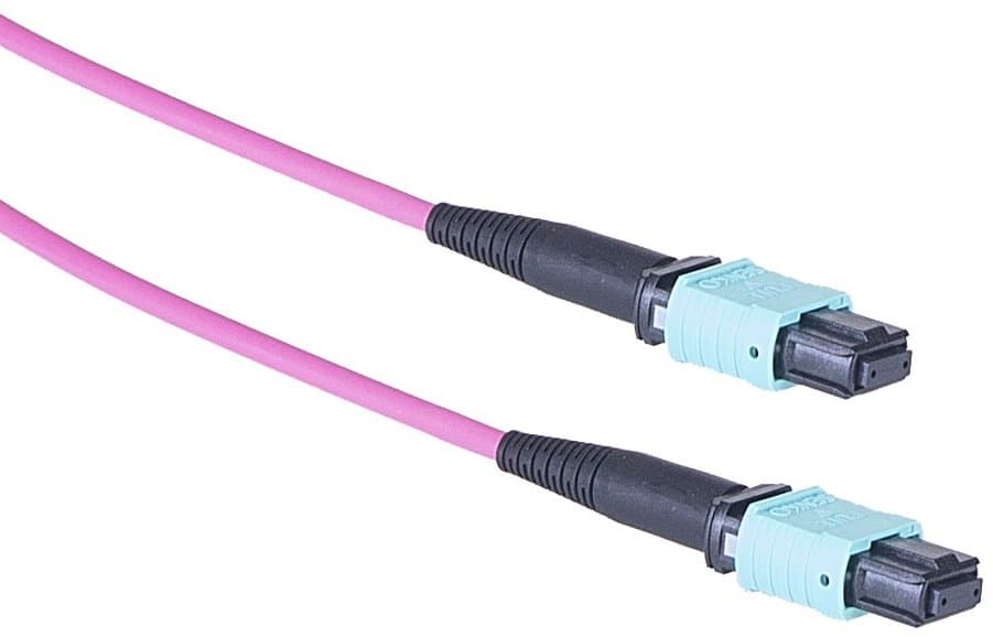 Masterlan optický MPO patch cord, MPOupc/MPOupc, female, MM, OM4, 12 vláken, Typ B, 2m