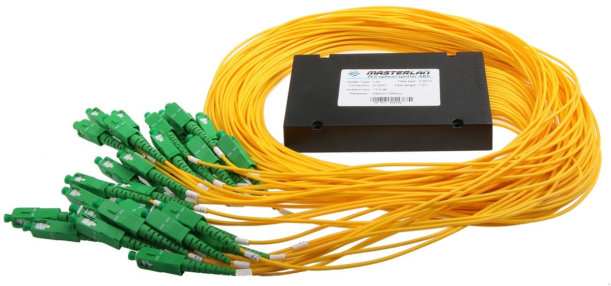 Masterlan PLC optický splitter - 1x32, 1260-1650nm, ABS box, SC/APC, 1,5m