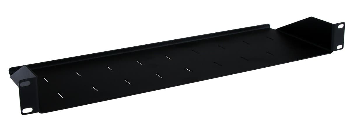 Masterlan police pevná s perforací, 1U, 19", 150mm, nosnost 15kg, černá