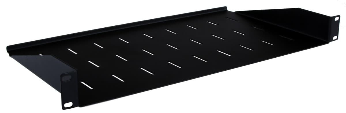 Masterlan police pevná s perforací, 1U, 19", 250mm, nosnost 25kg, černá
