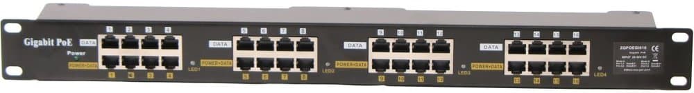 MaxLink Gigabit POE panel 16 portů, 1U pro rack 19", stíněný