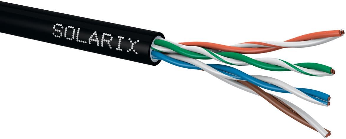Solarix instalační kabel CAT5E UTP PE venkovní gelový 305m box