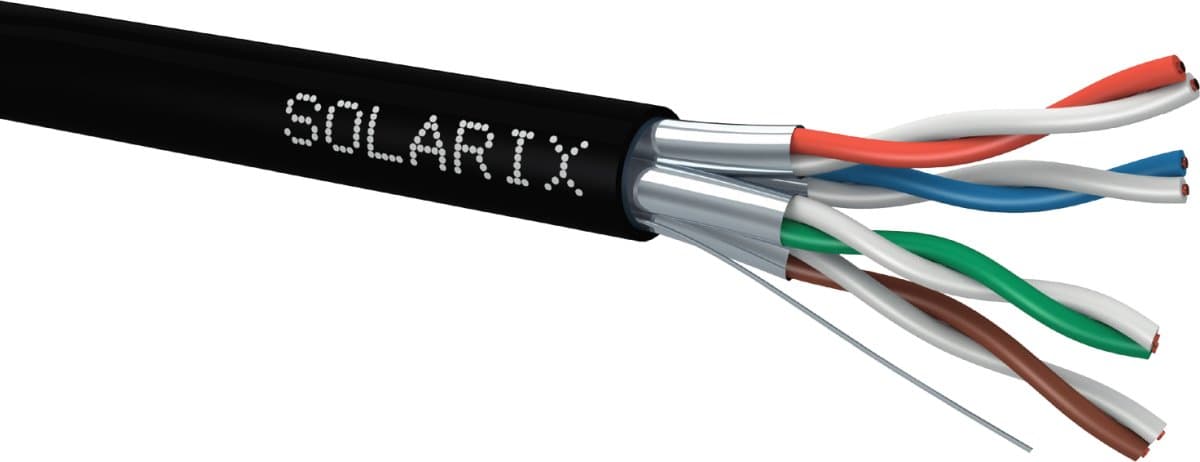 Solarix instalacní kabel CAT6A STP PE venkovní 500m cívka