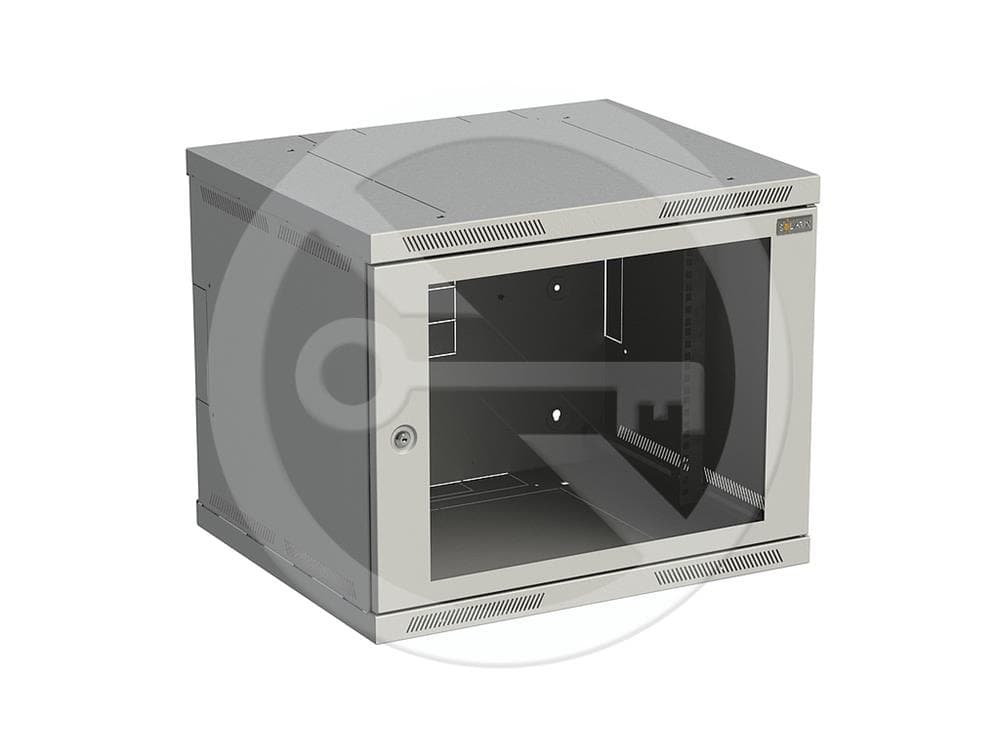 Solarix nástěnný rozvaděč SENSA 9U 500mm, dveře sklo, šedý