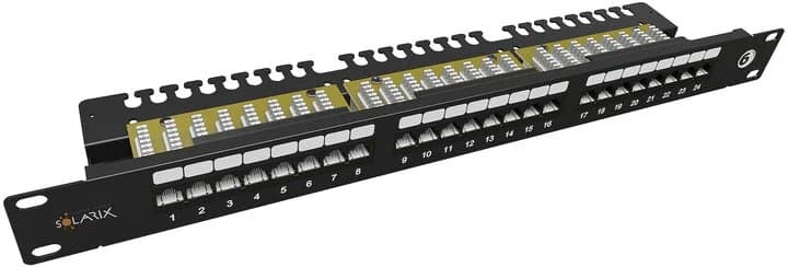 Solarix patch panel 24 x RJ45 CAT6 UTP s vyvazovací lištou 1U