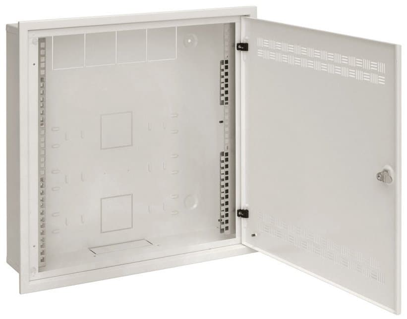 Solarix rozvaděč SOHO LC-18 do zdi s lištami 2U, 4U a 11U, 550x550x150mm, šedá, rámeček k zazdění
