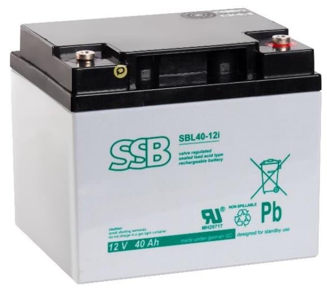 SSB olověná baterie AGM 12V 40Ah, životnost 10-12let, M6 konektor