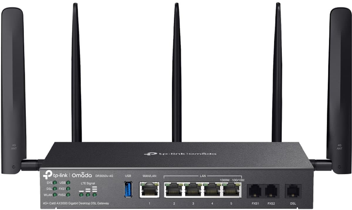 TP-Link DR3650v-4G Omada Wi-Fi 6 Gigabit DSL Gateway se SIM slotem