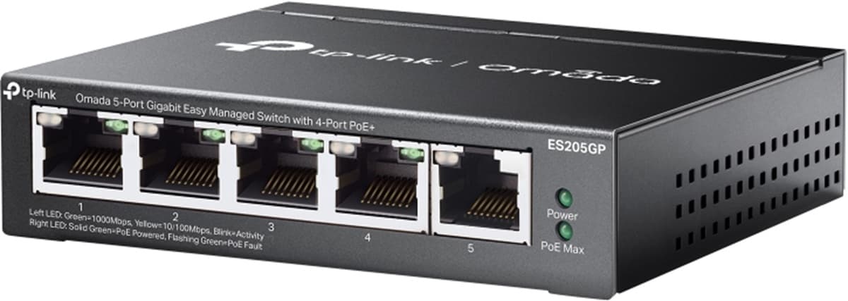 TP-Link ES205GP - Omada 5-portový Easy Managed Switch, 4x PoE+
