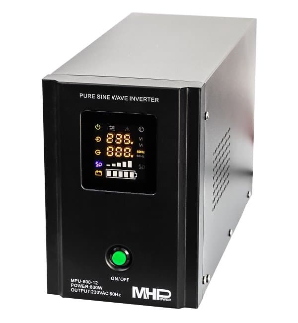 Záložní zdroj MHPower MPU-800-12, UPS, 800W, čistý sinus, 12V